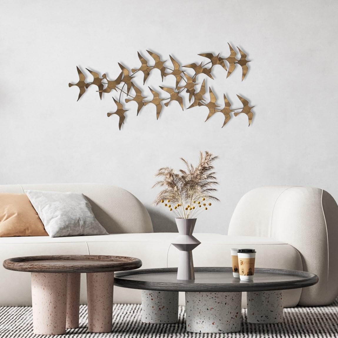 Accessoire mural décoratif en métal peint à la main, 112 x 11 x 50 cm, 100% métal, 0,8 mm d'épaisseur, pièce d'art unique pour la décoration de la maison, des variations de couleurs peuvent survenir