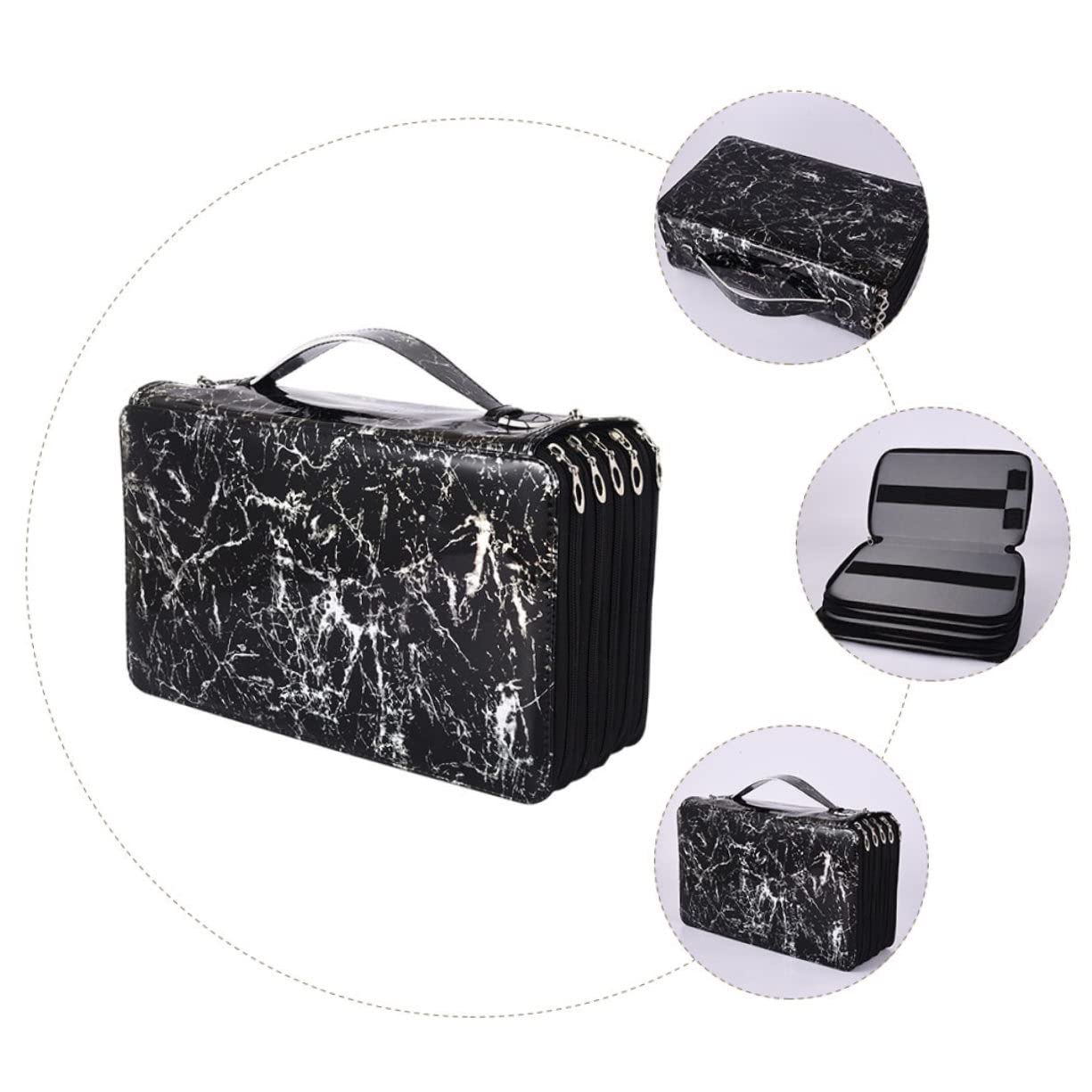 Astuccio Multistrato per Matite e Penne, Oxford Nero, Chiusura a Cerniera, Portatile e Multifunzionale la Scuola