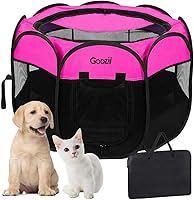 Goozii Small Pink Foldable Cat Playpen - Portable Indoor Outdoor Dog Puppy Kitten Tent Crate with Zipper Top Door (29x29x17")
