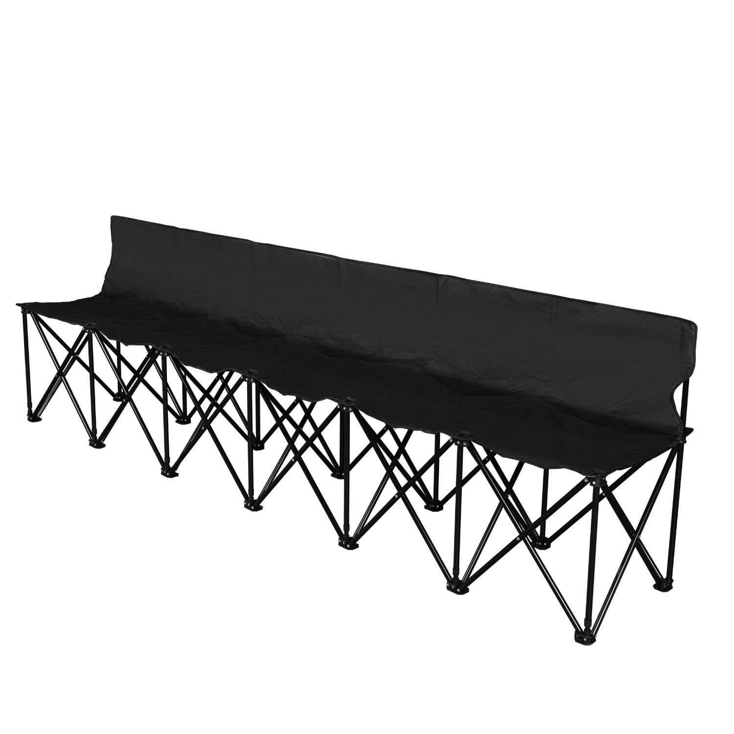 Flexzion Portable Folding Bench Seat, 6 Seater, Collapsible Soccer Bench, Portable Bench Seats for Bleachers, Camping, Sideline, with Back Rest and