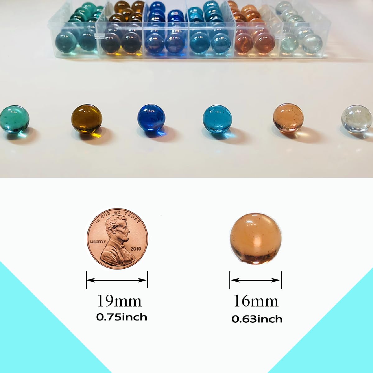 UNCOJOY 72 PCS Marbles for Kids, 6 Colors Glass Marbles Bulk for Marble Games Marble Run Chinese Checkers Vases Home Decor