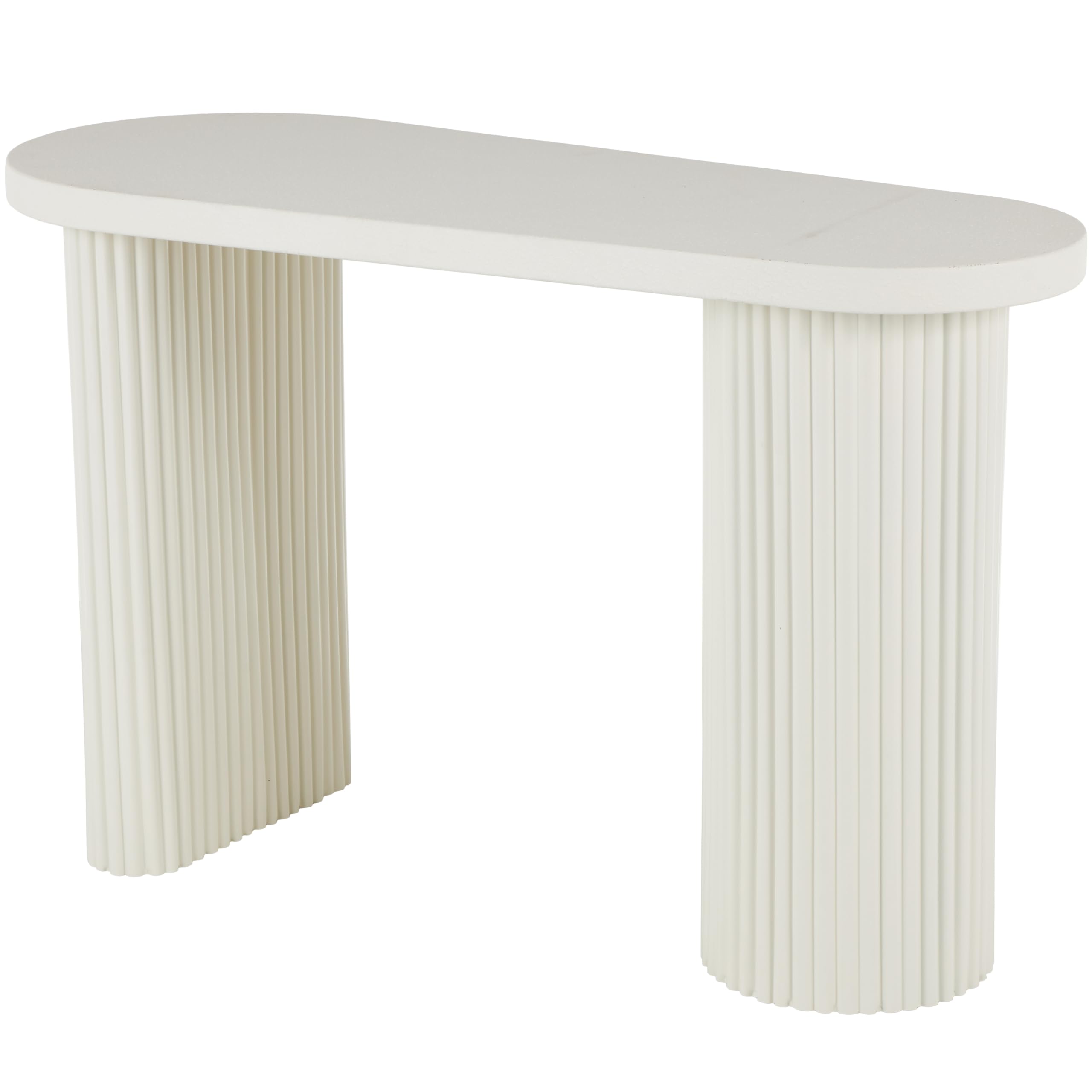 Photo 1 of Deco 79 Metal Handmade Living Room Console Table Oval Table with Ribbed Legs, Entryway Table 47" x 19" x 30", White