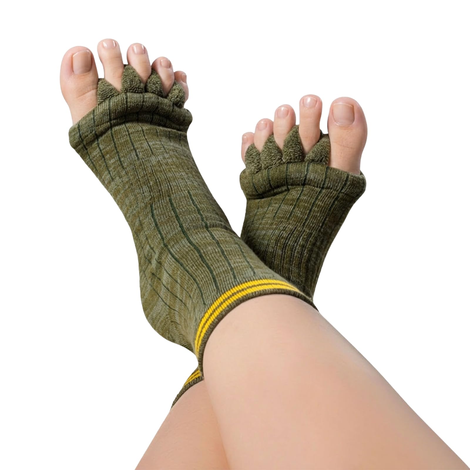 Foot Alignment Socks with Toe Separator,Toeless Yoga Socks for Women/Men