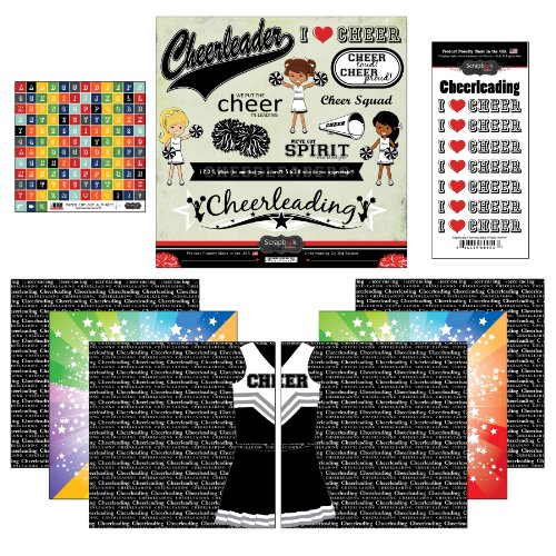 Scrapbook Customs Go Big Cheerleading Themed Paper and Stickers Scrapbook Kit, 12 inch by 12 inch