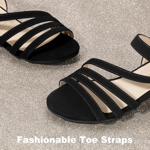 Image of PANDANINJIA Girls Heels Dress Shoes Open Toe Low Heel Sandals Flower Girl Toddler Little Big Kids Wedding Party Shoes