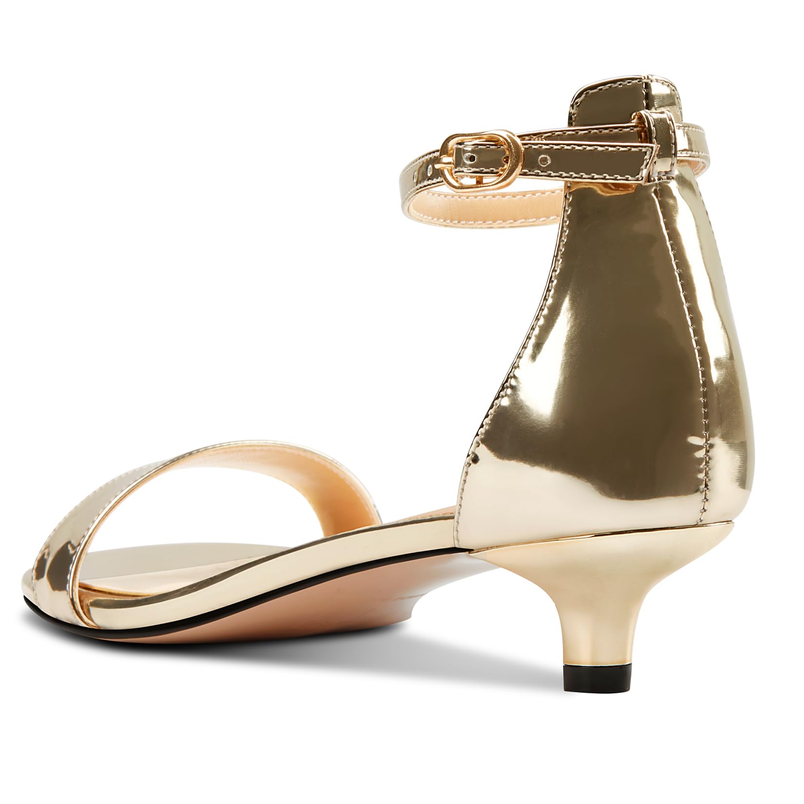 Aachcol Sandalias de vestir para mujer, con puntera abierta, tacón bajo, correa al tobillo, 3,8 cm