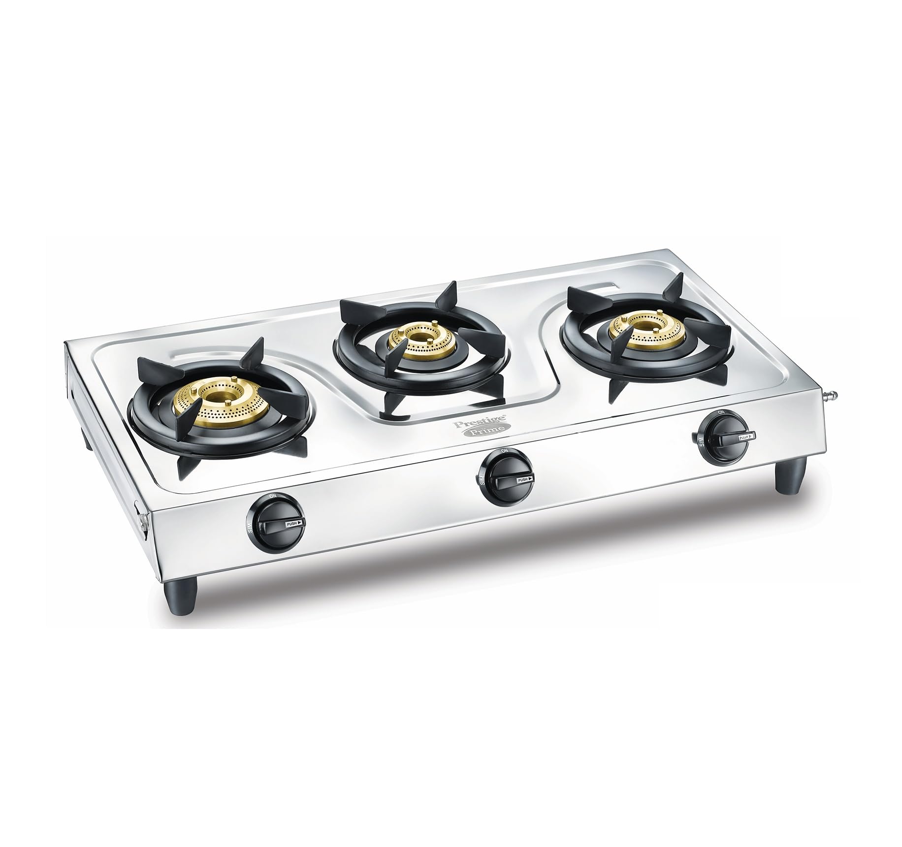 Prestige Prime Jumbo 3B L.P Gas Stove With Stainless Steel Body and 3U Brass Burners Silver|Tri-Pin Burners|Ergonomic Knob Design |2 Years Warranty-image-6