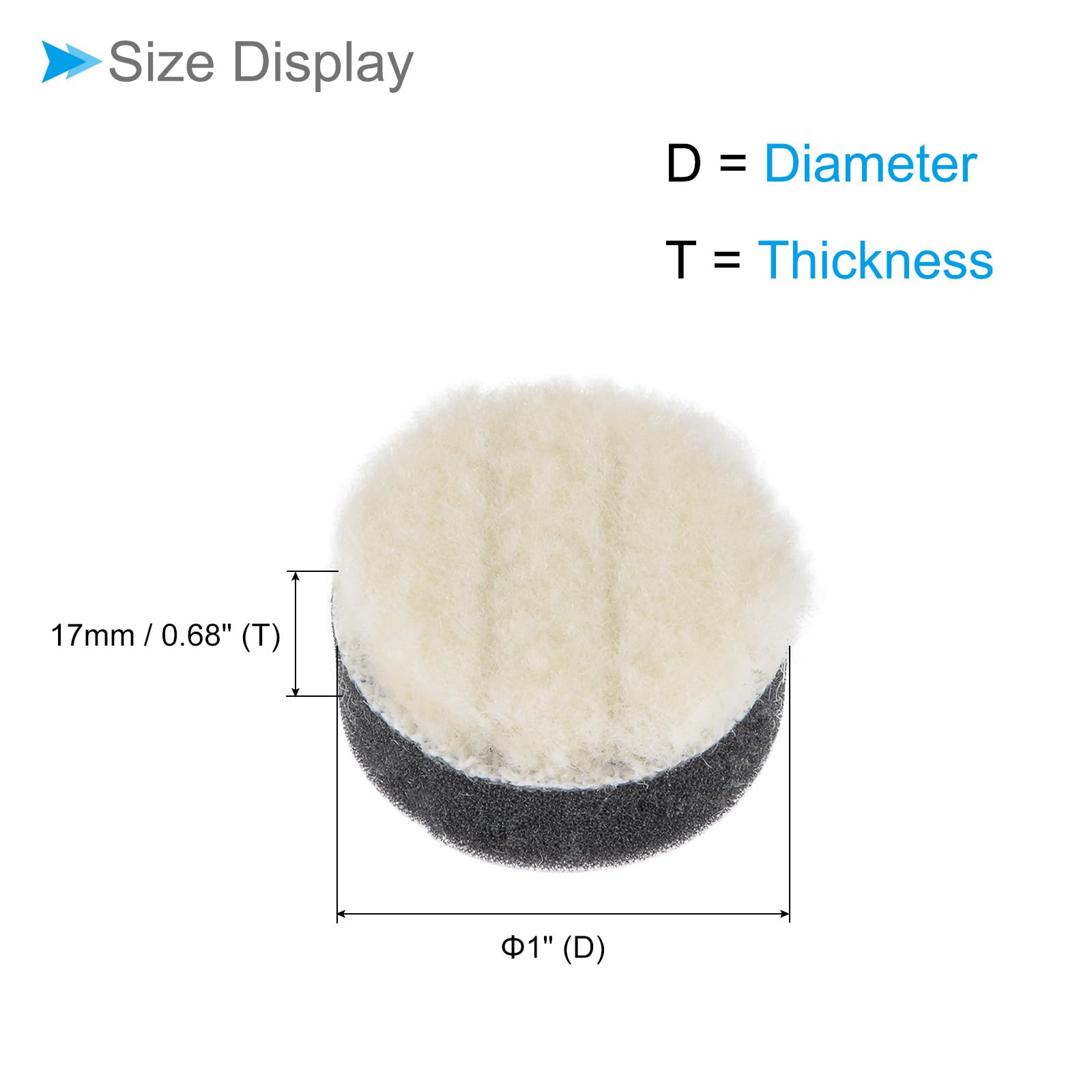 CoCud Wool Felt Sponge Polishing Pad, 1" Diameter, Wool Polishing Pad with a Thickened Sponge Buffing Wheel - Image 2