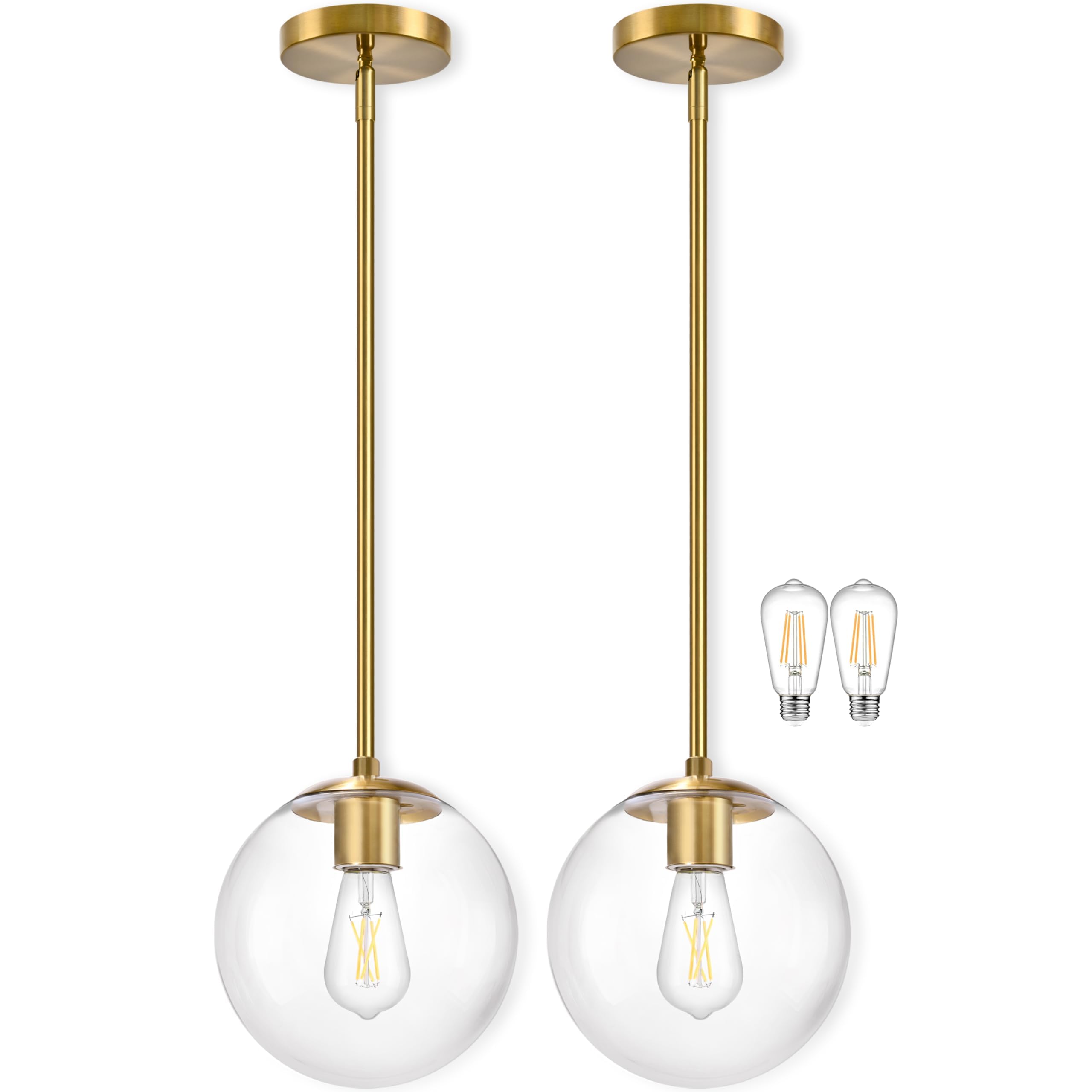 Bagood 10 inch Globe Pendant Light Gold 2 Pack