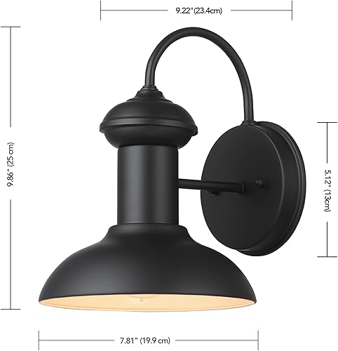 Miniatura 9 de Globe Electric 44862 Aplique de pared para interiores y exteriores, negro mate, iluminación exterior moderna, resistente a la intemperie, al aire