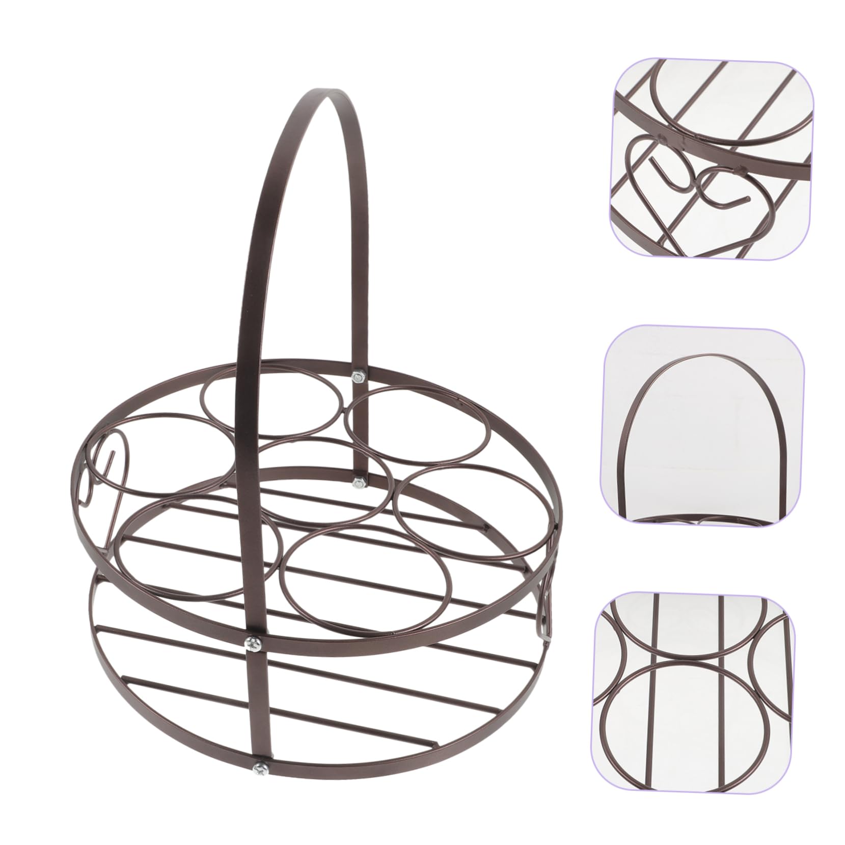 OFFSCH Stainless Steel Beer Basket Ktv Bar Wine Bottle Holder 6 Bottles Capacity Portable