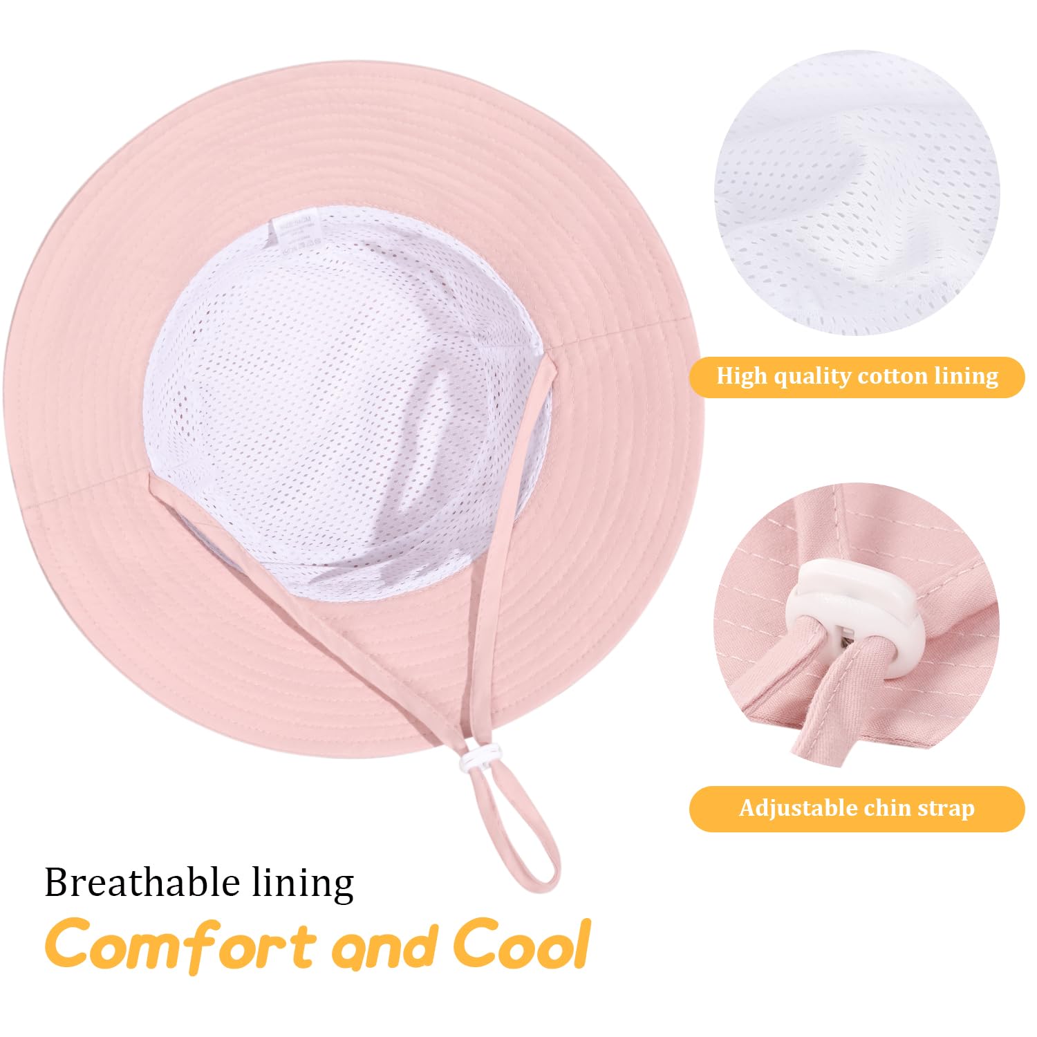 Cappello da sole per neonati, neonati, ragazzi e ragazze, cappello da pescatore per bambini, protezione solare UPF 50+, cappello da spiaggia estivo, 0-5 anni