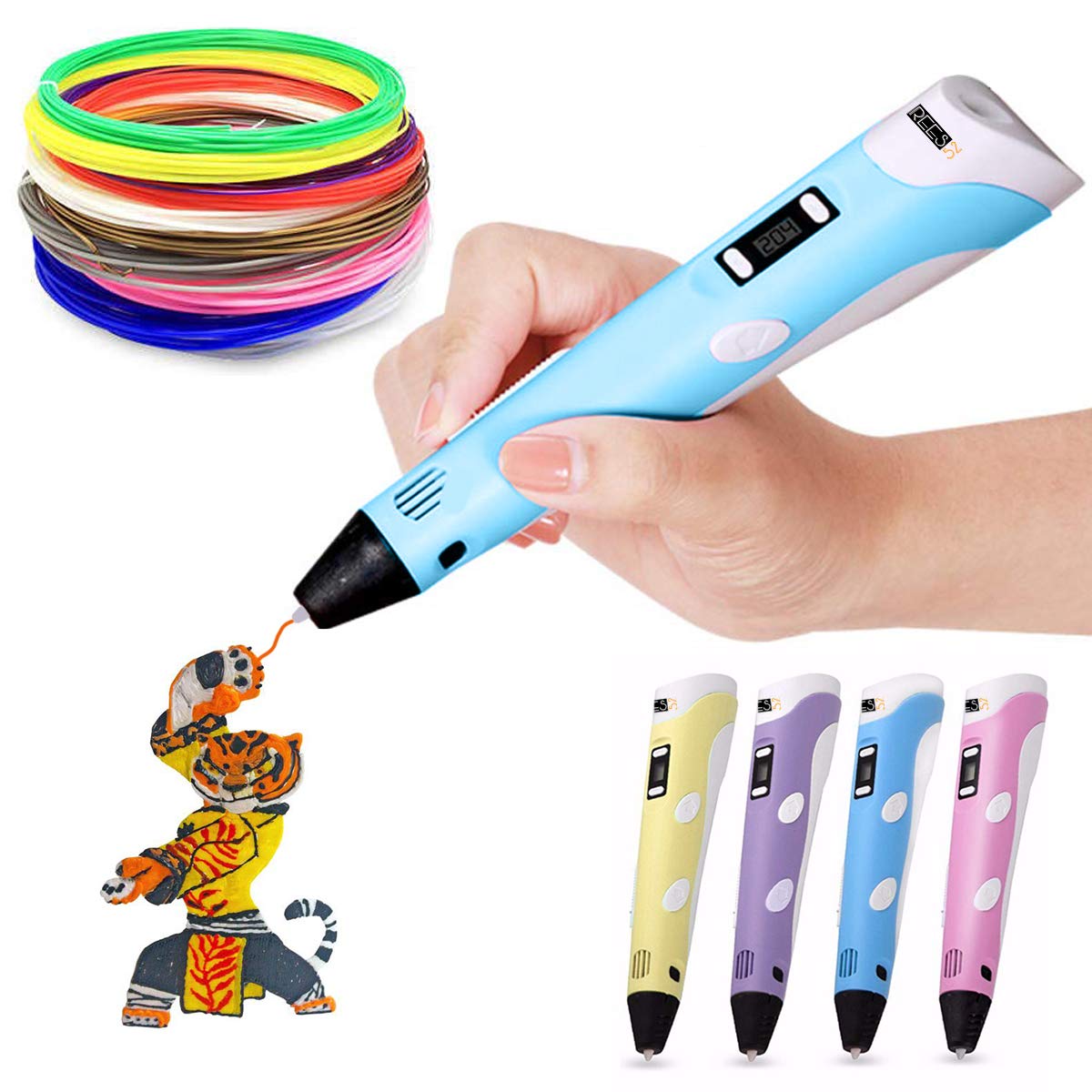 REES52 3D Pen Second Generation for Kids/Adult/Children with 3m FREE Filament + 30 m extra Filament (BLUE)-image-33