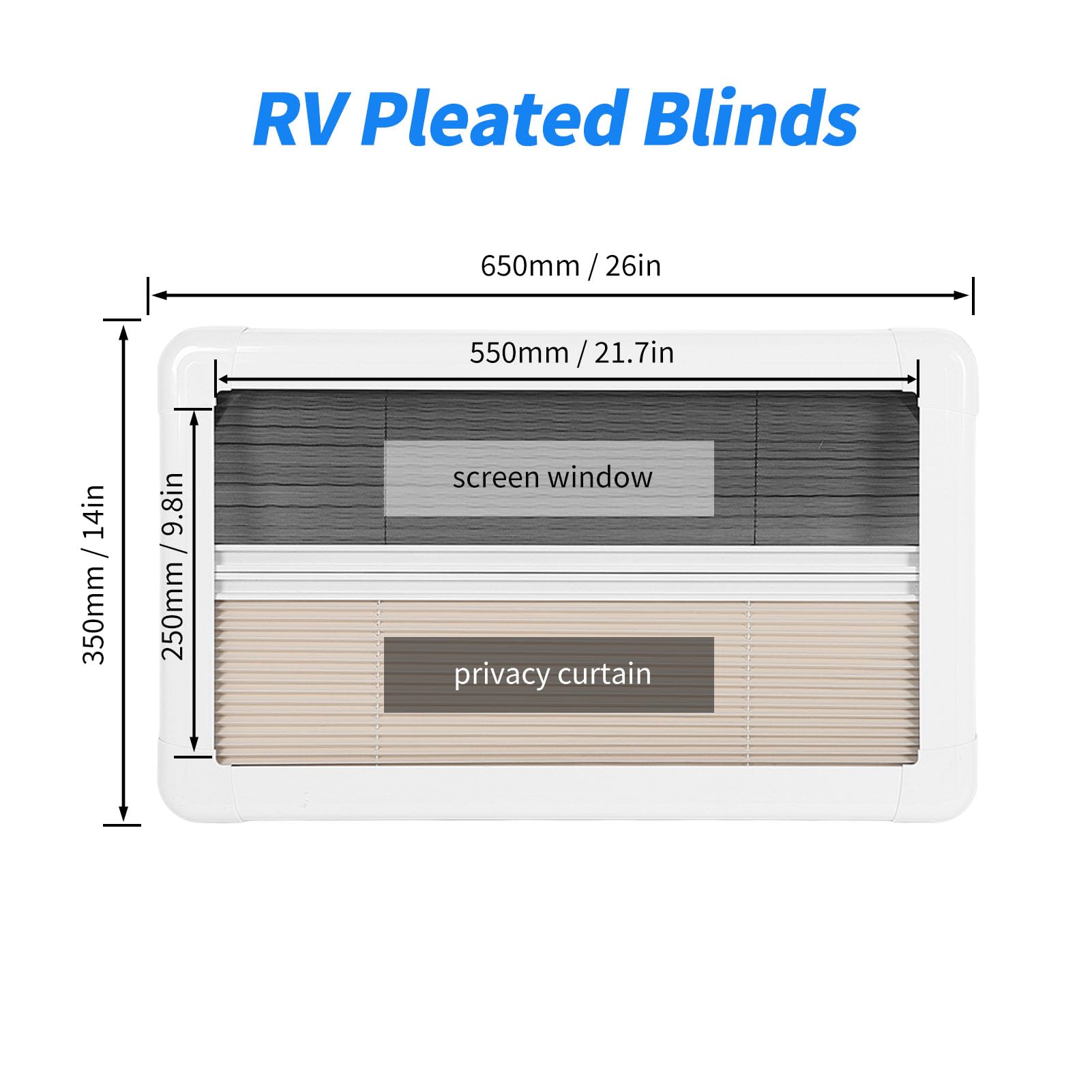 Wohnmobil-Fensterrollo, blockierend, Wärmeisoliert, Sichtschutz, Wohnmobil-Innenfenster-Rollo, 61 X 30,5 cm, für Wohnwagen, Wohnmobil