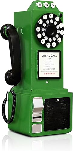 Teléfono antiguo  Esfera giratoria modelo de teléfono fijo vintage clásico accesorios retro montados en la pared, manualidades, decoración de