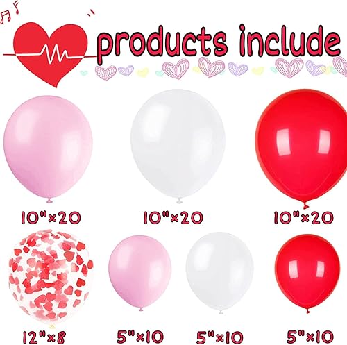 Miniatura 2 de Globos de fiesta para el día de San Valentín, guirnalda de arco, globos de papel de aluminio de corazón rojo, rosa, blanco, globos para San