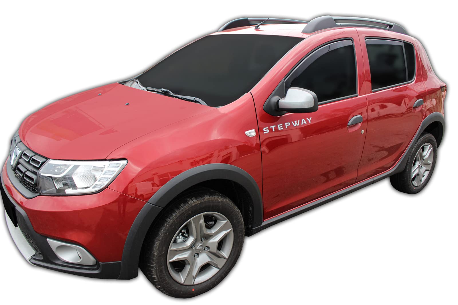J&J Automotive GP Windabweiser passend für Dacia Stepway 2 2012-2020 4tlg, Vorne und Hinten Regenabweiser Passform Getönt Schwarz