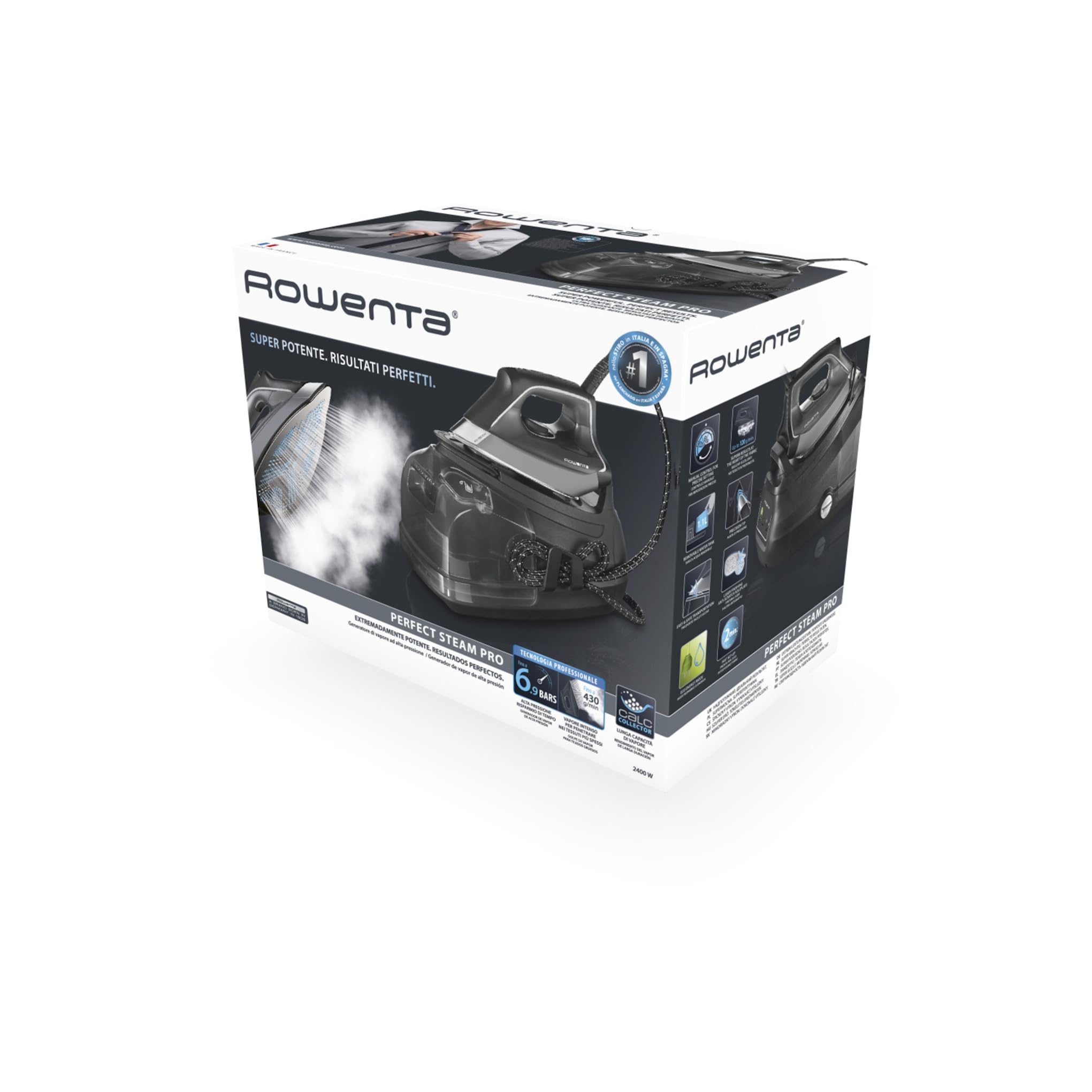Rowenta DG8622 Perfect Steam PRO Ferro da Stiro a Vapore con Caldaia Silenziosa, Pressione fino a 6.9 Bar, 2400 W, 1.1 Litri, con Tecnologia Eco Intelligence