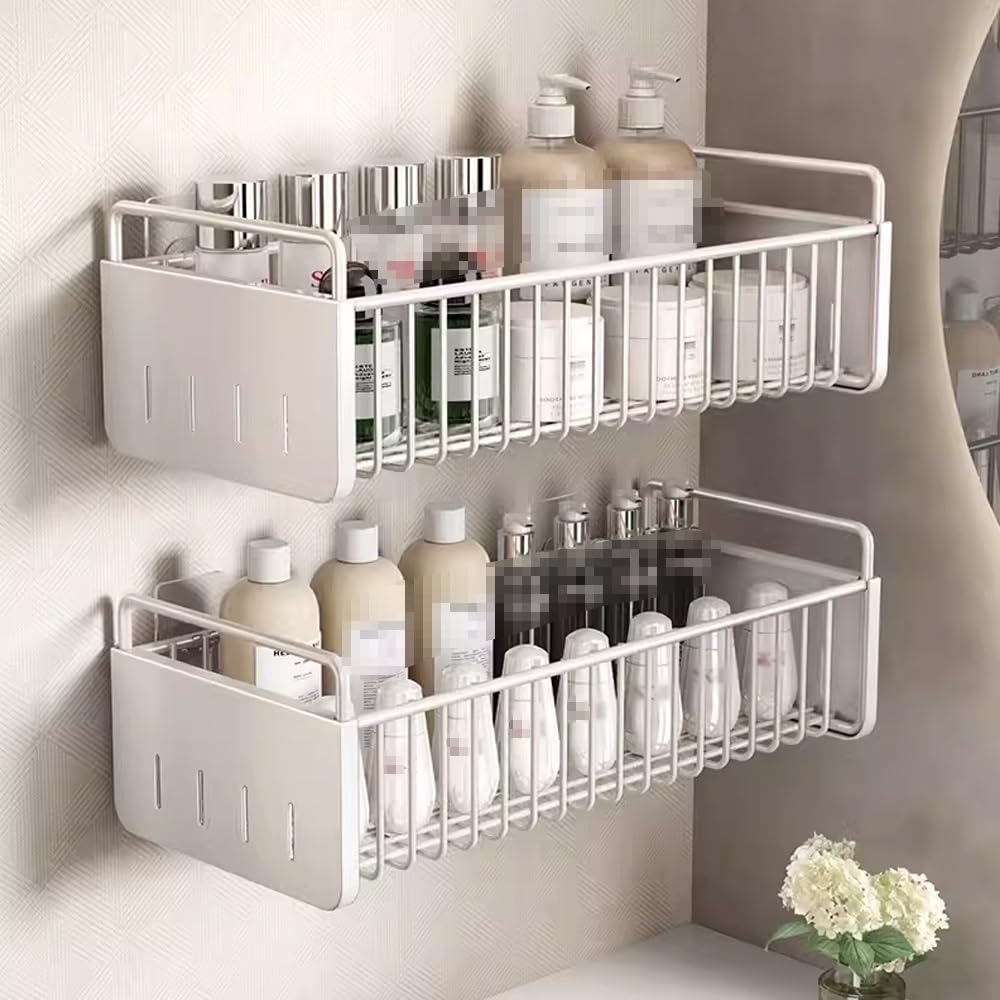 BAHELS Shower Caddy Bathroom Shelf Wall Mounted Shower Storage Organizer Color White Size 2 layers
