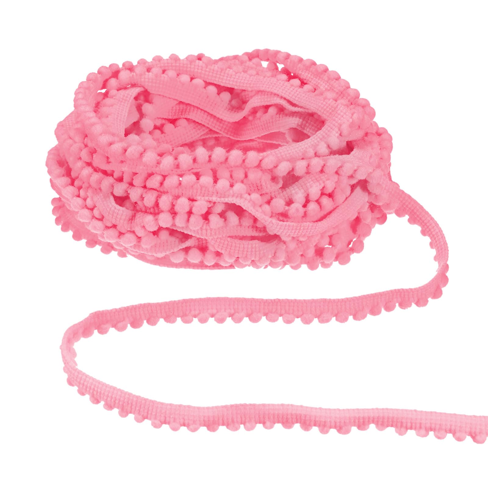 M METERXITY 1-Pack Pom Pom Ball Fringe Trim, 10 Yards 5mm Ball Fringe Trim Ribbon Sewing Accessory for Home Decoration/DIY Crafts/Curtain/Pillow [Dark Pink]