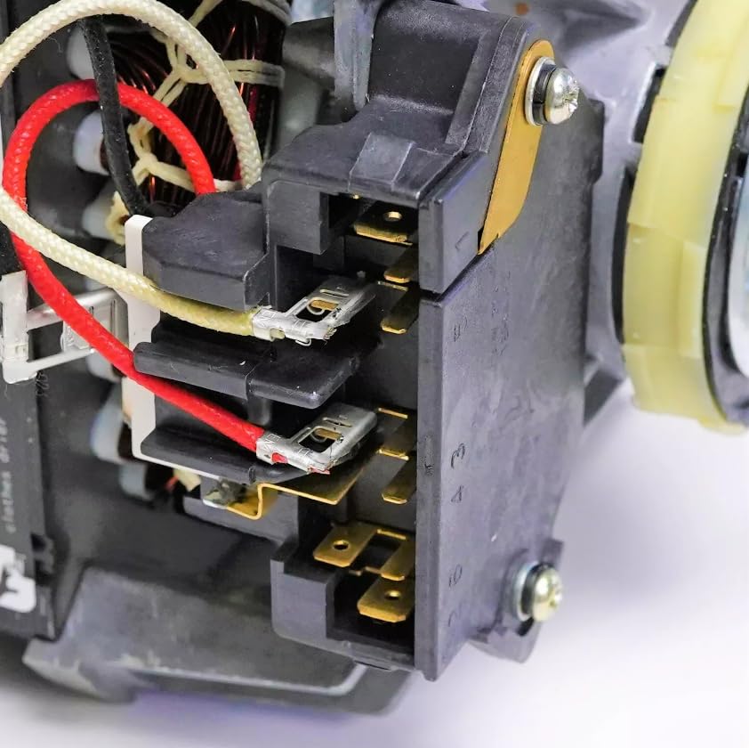 Close-up of the motor's electrical terminals