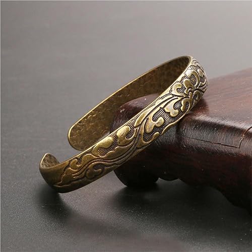 Miniatura 4 de 1 brazalete vintage de latón, estilo vintage, sólido, elegante, abierto, estilo vintage, inspirado, vintage, latón, floreciente, Pequeño, 6, Latón