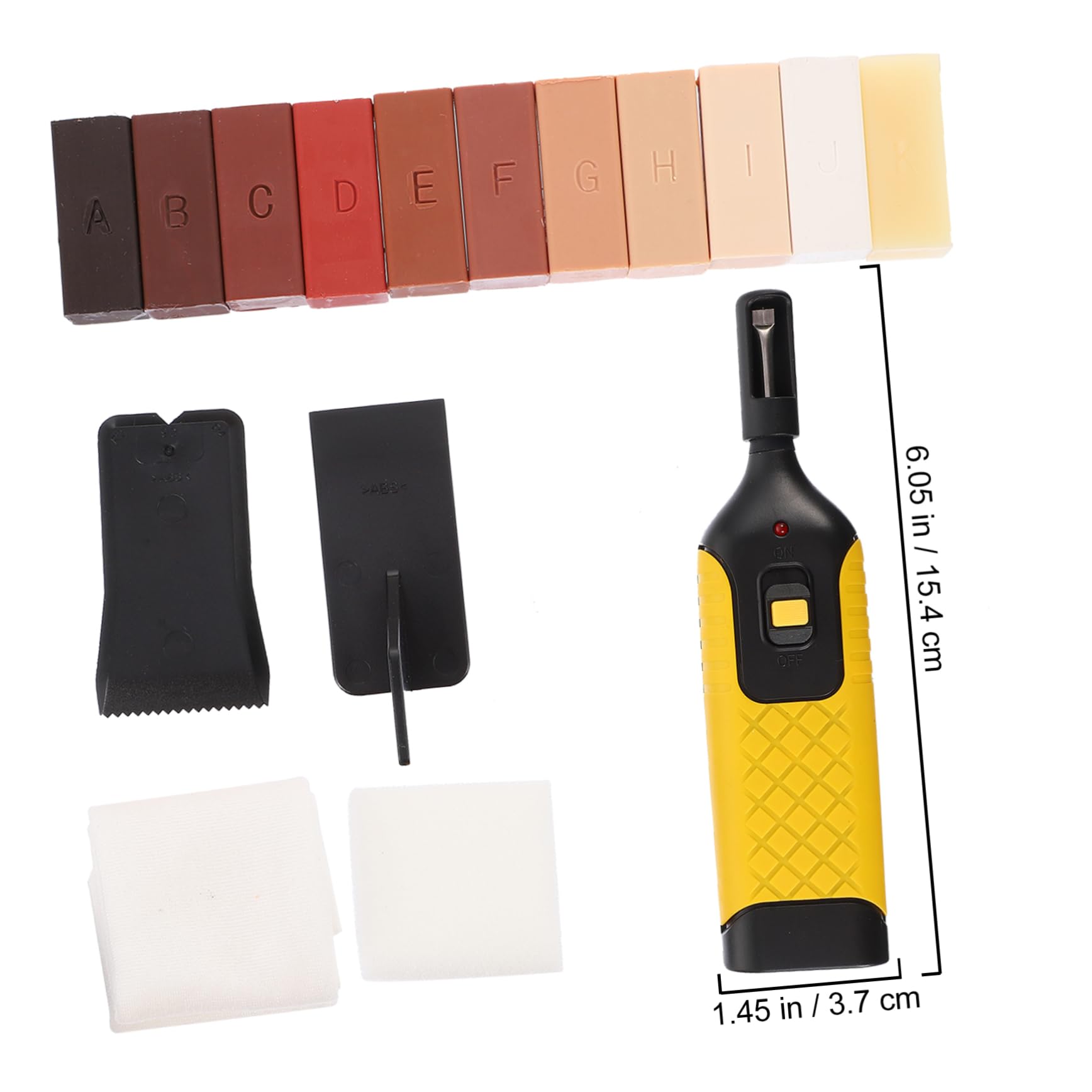 GLEAVI Kit Riparazione Parquet e Pavimenti in Plastico, 16 Pezzi, per Giunti e Graffi, Cera, Raschietto e Spugna, per Casa