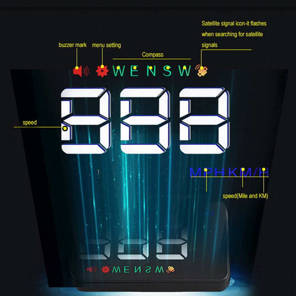 PolarLander Head Up Display HUD Proiettore di velocità per Auto sul Parabrezza HUD Display Car-Styling Tachimetro Digitale Universale per Auto