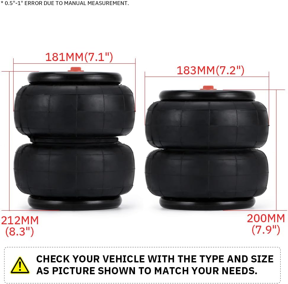 PTNHZ Universal D2600 1/2inch Npt Single Port 600 Psi Air Bags Air Lift Air Spring Air Suspension Double Bellow (1 Pcs)