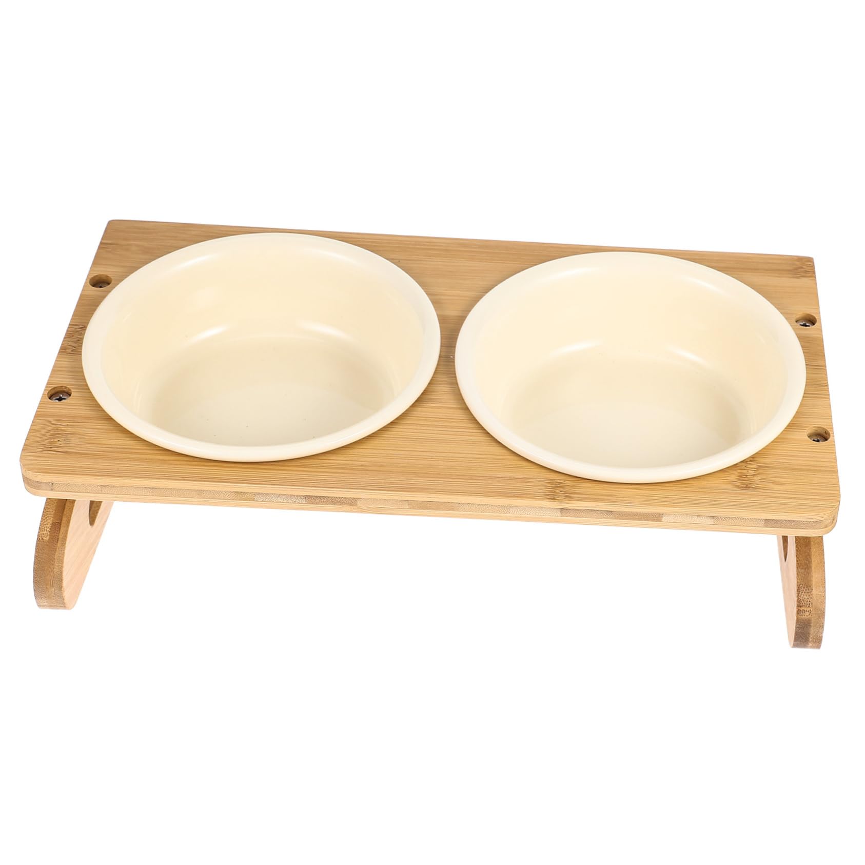 ibasenice Gamelle Chat Céramique Surelevée pour Manger 600ml avec Étagère en Bois pour Chats et Chatons
