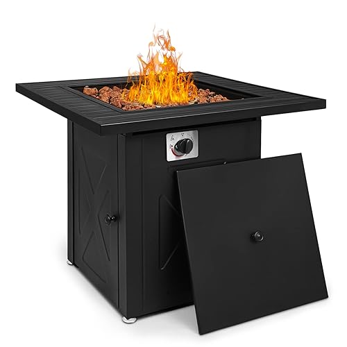 MoNiBloom 28 in Square Propane Fire Pits Table, 50000 BTU