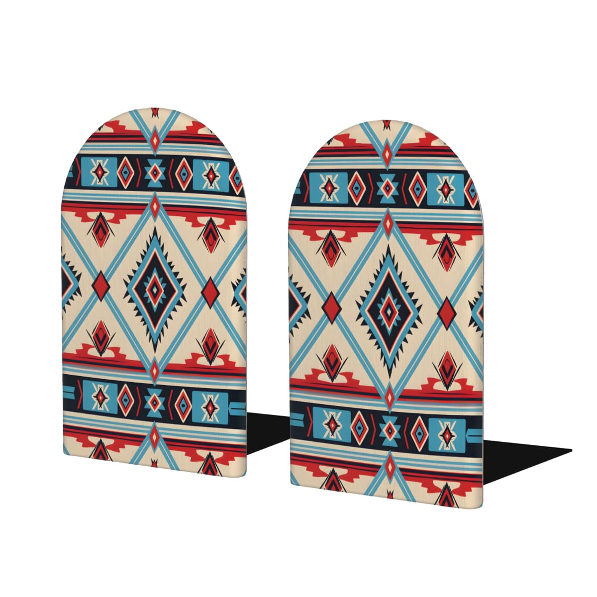 (2 PCS/1 Pairs) Wood Bookends Mandala Egypt Decorative Wood Bookends for Shelves Kids Room Desk Home Office Book Stoppers for Holiding Books 5x3 Inch