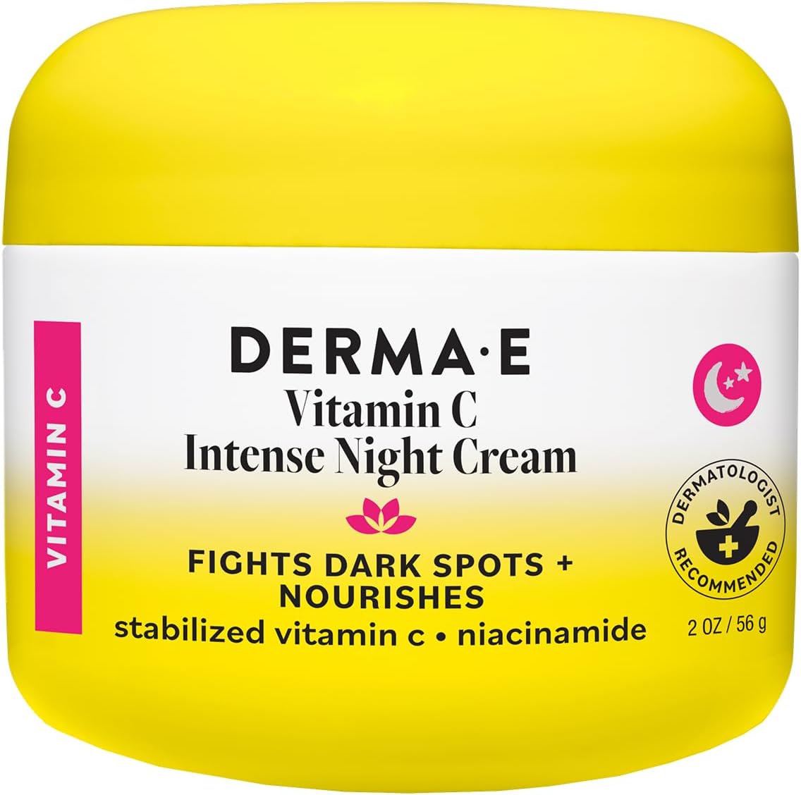 DERMA-E Vitamin C Intense Night Cream, 2 Oz, Brightening and Hydrating Facial Skin Renewing Cream, Anti-Aging Overnight Face Moisturizer for Skincare and Youthful Radiance
