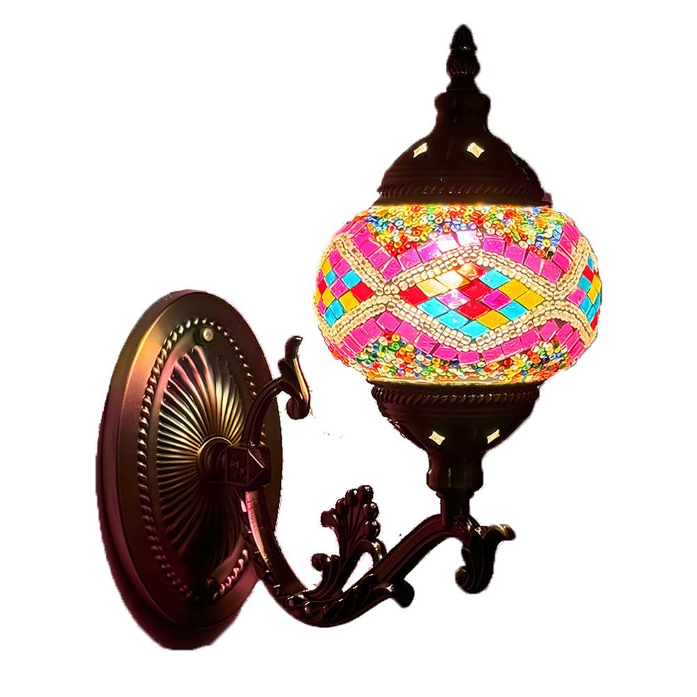 GAUUA Turkish Mosaic Wall Lamp Handcrafted Glass Luminaria Led Wall Light Corridor Sofa Background Lighting Home Room Decor Lampe