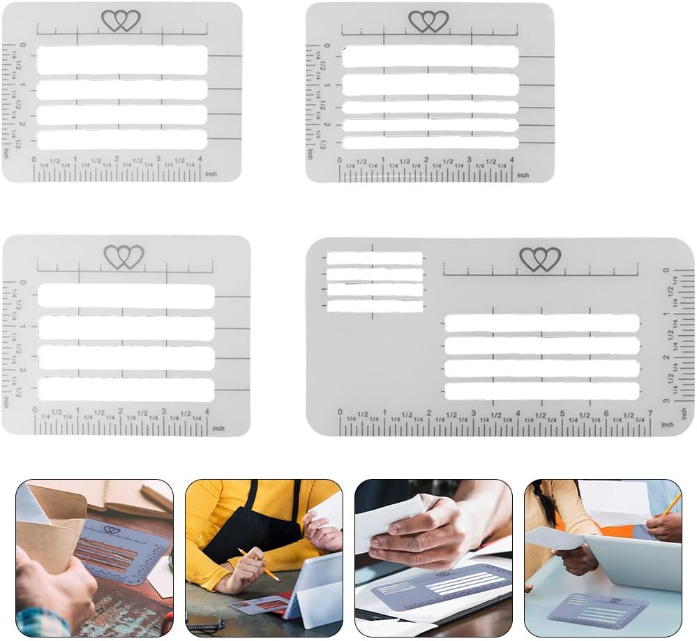 Ciieeo Letter Envelope Addressing Stencil: 4pcs Template Ruler Guide Envelope Addressing Guide Stencil Ruler Straight Guide for Envelopes Brush Pens Making Thank You Card