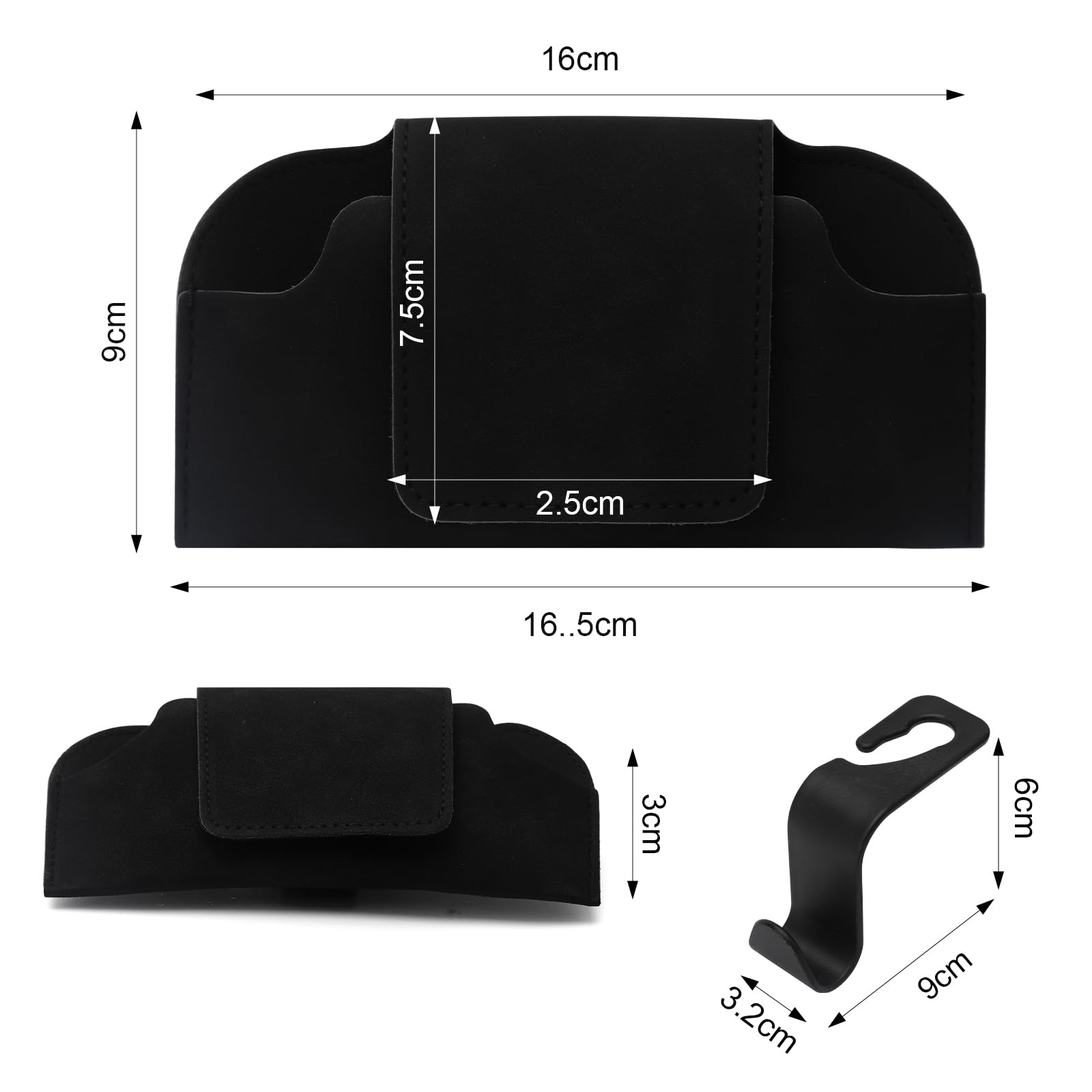 Supporto per occhiali da sole per auto, 2 pezzi in pelle, supporto