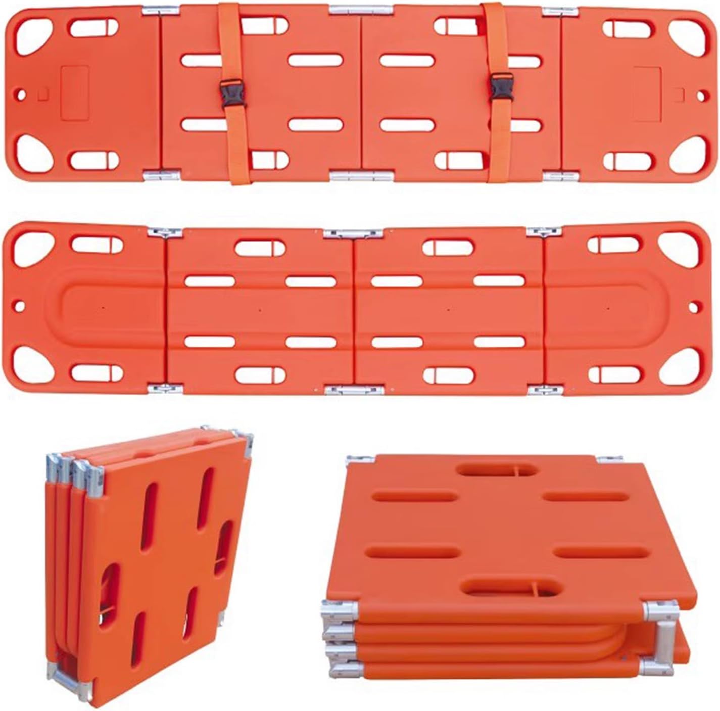Spine Board Stretcher Backboard - Portable Portable Patient Transport Rescue with Neck Brace & Head Bed, Lightweight PE Plastics Ambulance Stretcher Gurney for Patient,Orange-Package 1