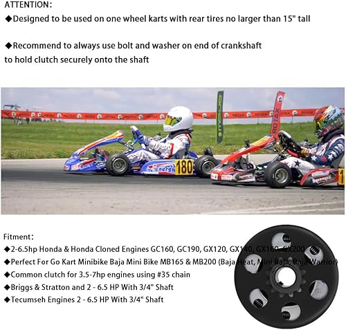 Miniatura 3 de MOOSUN Embrague centrífugo 34 "Diámetro #35 Cadena 12T para GO Kart Mini Bike Motor 34 Bar