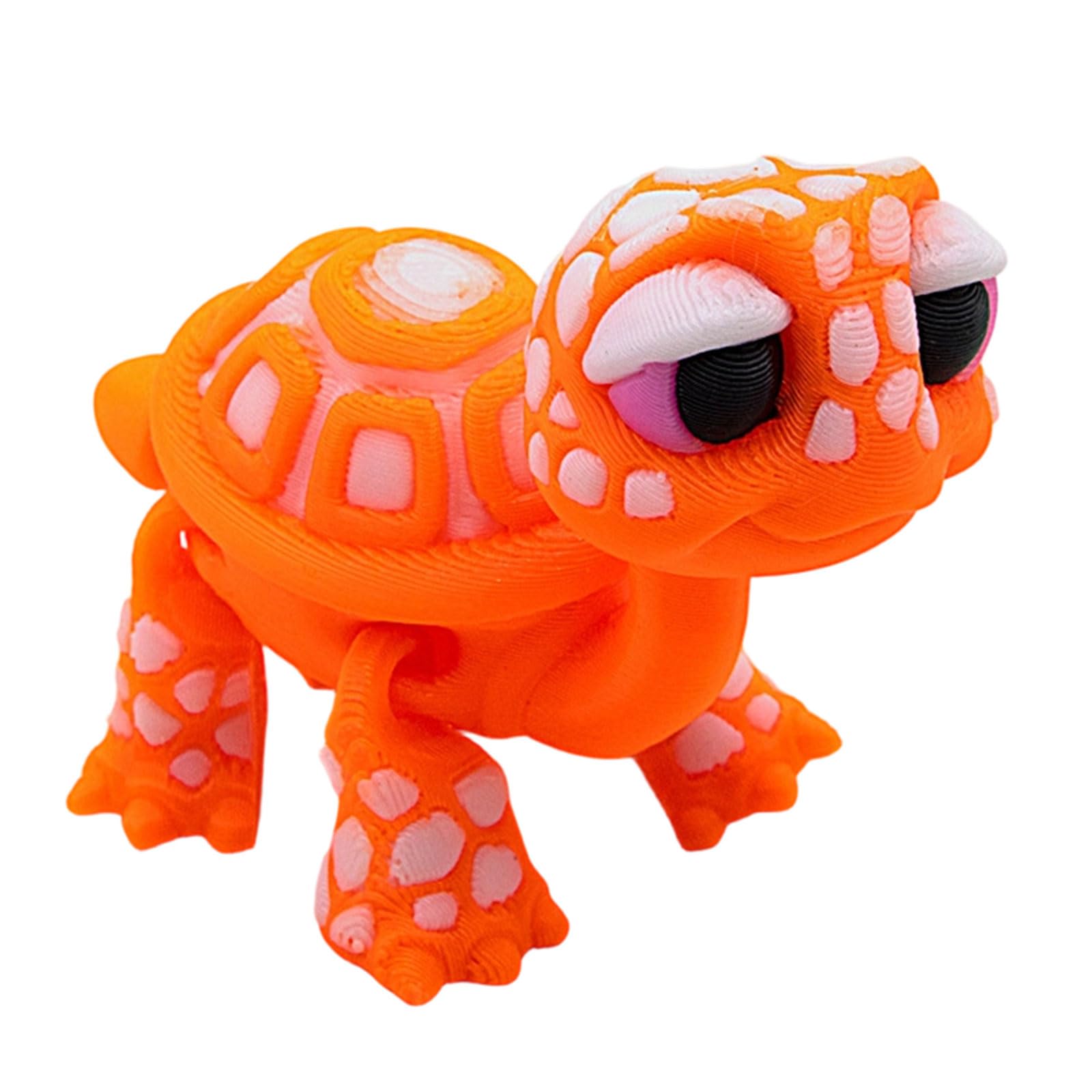 Limtula Orangewhite 3D Printed Turtles,Flexible Joints Articulated Animal Model Fidgety Toy Realistic Tortoise Statue Desktop Decors Turtles Figurines Statue