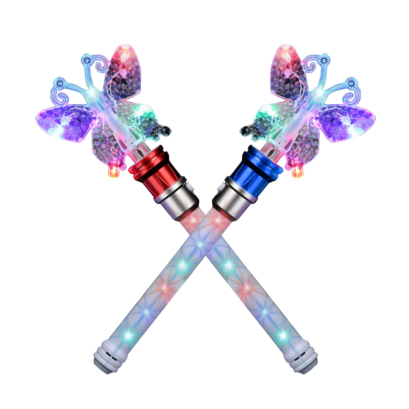 Light Up LED Wand Star Light Flashing Wands,Magic Wand Rotating Toy for Girls and Boys christmas & birthday gift (Butterfly 2pcs)