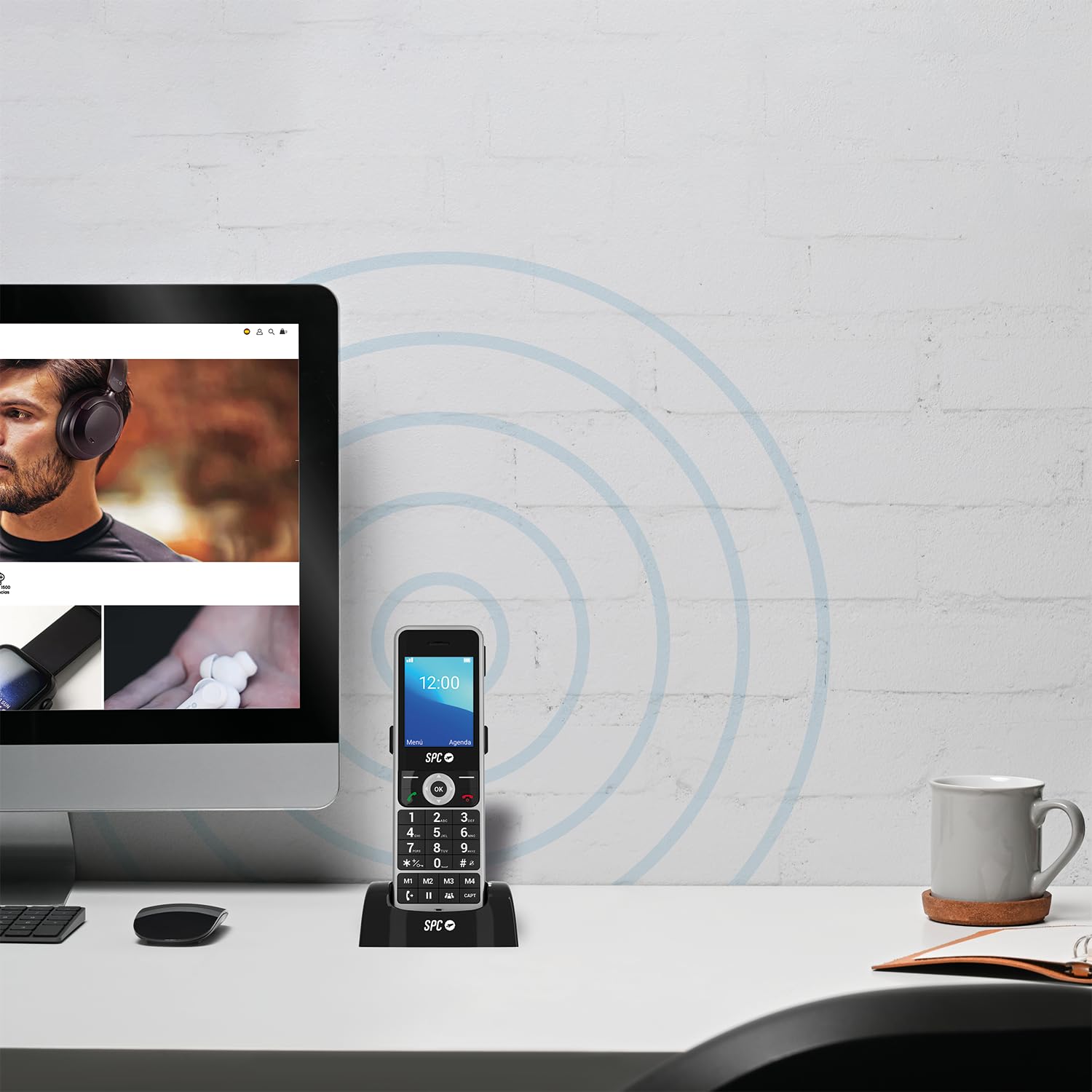 SPC WD100 – Telefono cordless con SIM e dock di ricarica | Chiamate 4G, VoLTE e VoWiFi | Display TFT da 2,4" | Ambiente Android | Configurazione remota | Bluetooth e Wi-Fi | 4 memorie rapide