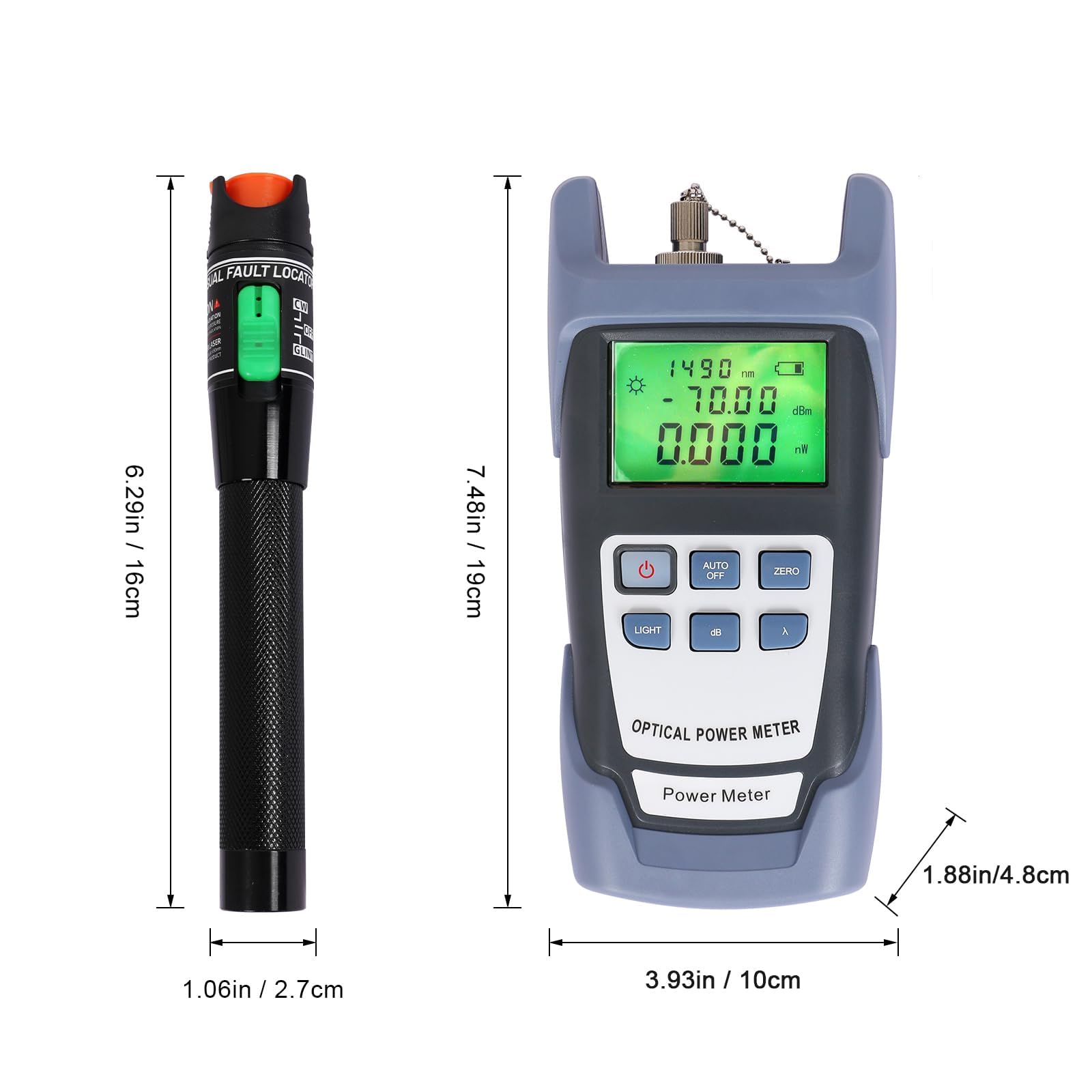 2-in-1 FTTH Glasfaser Tester Werkzeugsatz, Glasfaser-Leistungsmesser 70dBm ~ + 10dBm, 30 MW Glasfaser-Visual Fault Locator, VFL-Glasfaser-Teststift