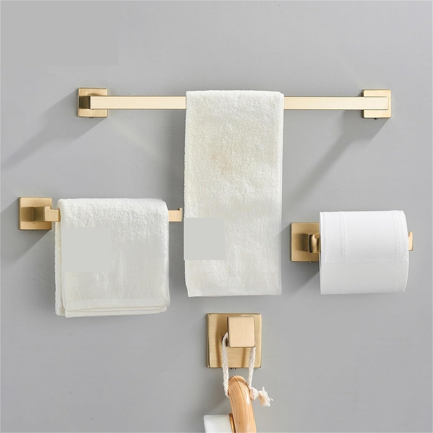 Bathroom Hardware Set Brushed Gold Robe Hook Towel Rail Bar Shelf Tissue Paper Holder Wall Mounted Accessories(Toilet Paper Holder)