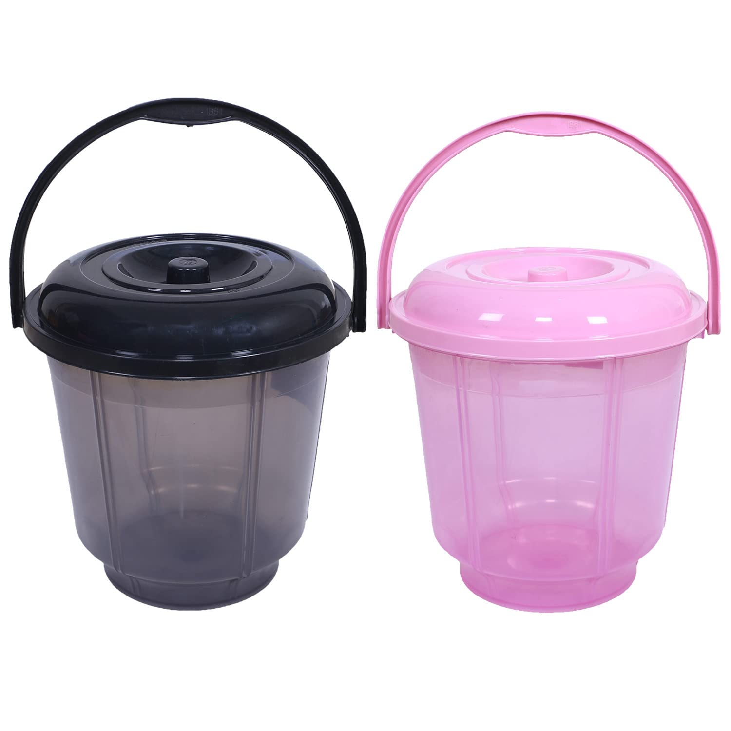 Kuber Industries Colorful Homeware Bucket| Plastic Bucket|Transparent Bucket with Lid & Handle for Bathroom,Home Use,13 Litre,Pack of 2 (Black & Pink) (B0BHTBC6C8) Amazon Price History, Amazon Price Tracker
