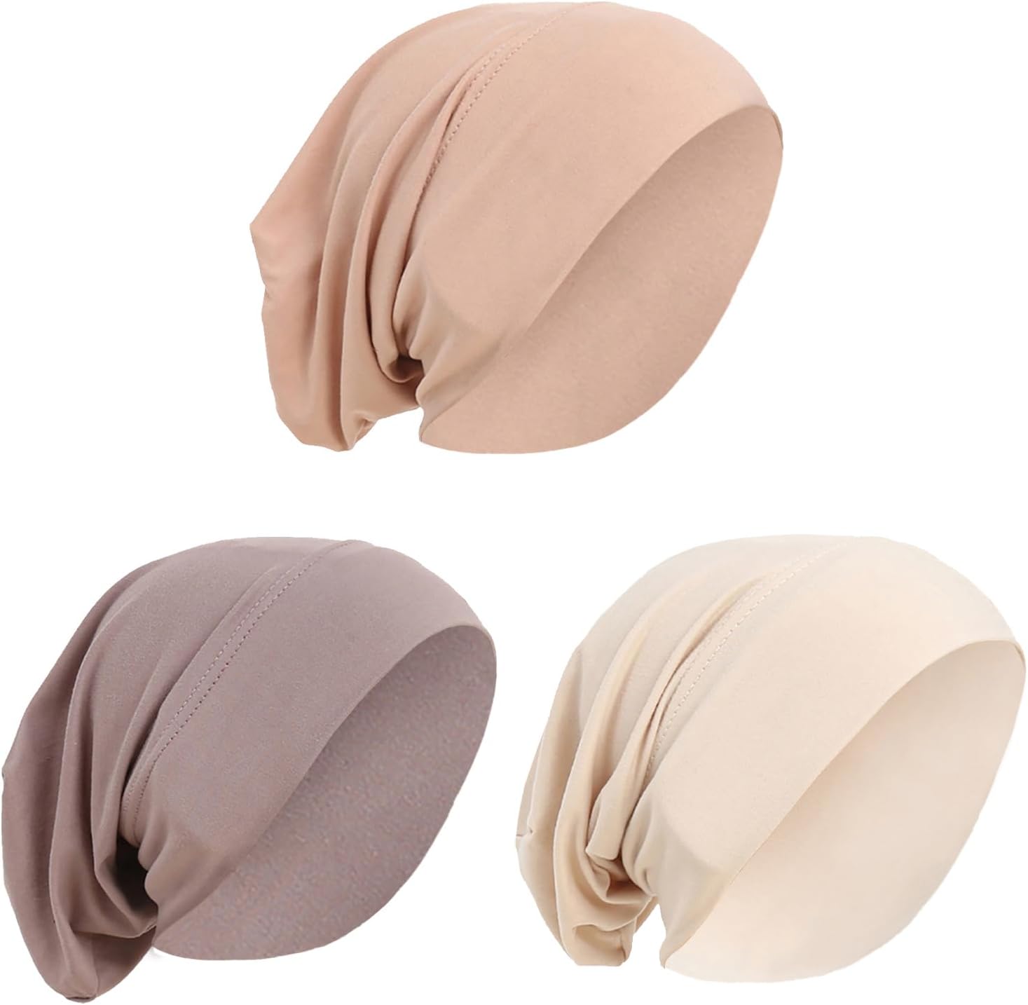 3 Pcs Muslim Inner Hijab Caps Women Solid Color Under Hijab Caps Stretchy Breathable Full Cover Undercap Tube Bonnet