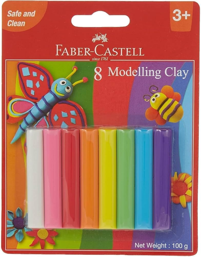 Faber-Castell Modelling Clay Set of 8 Shades 100g Blister Pack | Soft Non Toxic Colour Clay for Kids, DIY Craft, School Projects & Creative Learning Activities-image-10