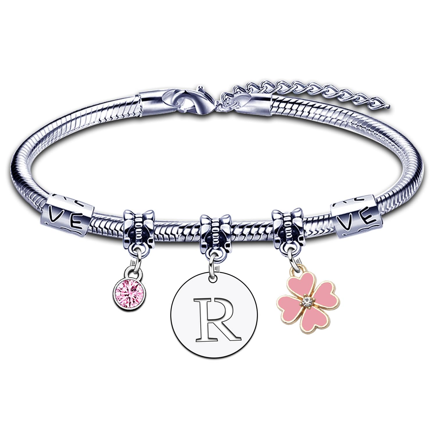 KJKJKJ A-Z 26 Lettera Iniziale Ciondolo Bracciale Donne Natale Regalo Personalizzazione Idee Regalo di Compleanno Bracciale,Figlia Sorelle Amici Amante Compleanno Natale Laurea Regalo Bracciale
