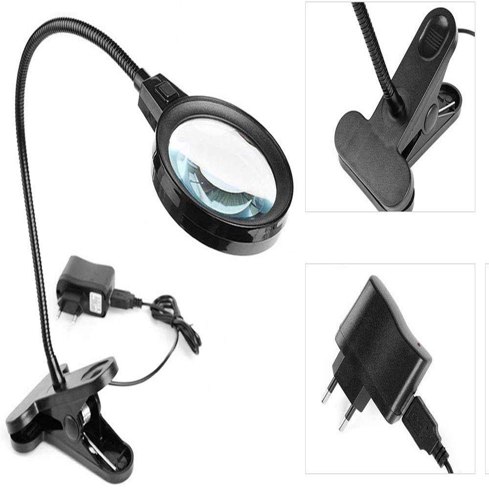 Lampa z lupą na biurko, oświetlony klipsem Blat lampy z lupą na biurko Lampa LED z lupą z zaciskiem do sypialni Salon Biuro Czytanie Obserwacja owadów piękna sceneria Chaser of Light