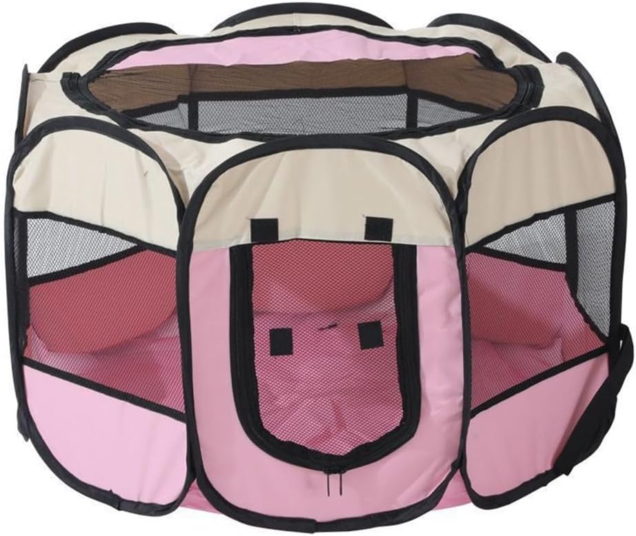 Foldable Oxford Cloth Pet Tent Playpen for Dogs and Cats, Portable Indoor Outdoor Pet Fence, Octagonal Design in Yellow Purple Pink(Yellow)