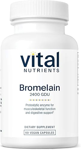 Vital Nutrients - Bromelain - Apoya la digestión y mantiene el tejido saludable - 60 cápsulas vegetarianas por botella - 2400 GDU (375 mg)